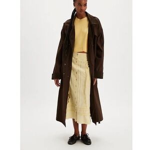 NWT Free People Whitney Midi Skirt - Lemon Frost